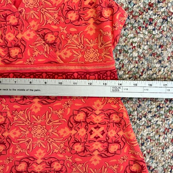 Life Is Good Orange Geo Print Sleeveless Surplice V-Neck Active Mini Dress Sz 4 - Picture 10 of 11